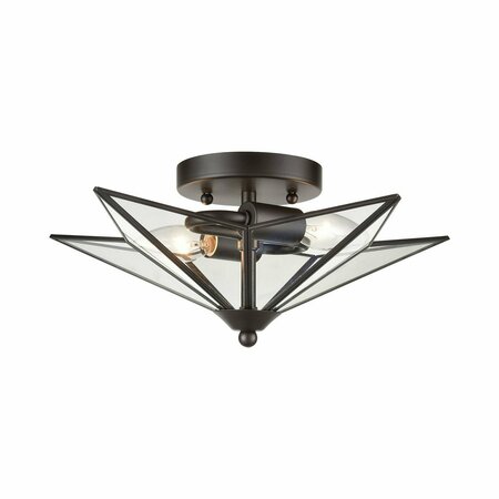 ELK HOME Moravian star 2-Light Flush Mount In Oil Rubbed Bronze - small D4385